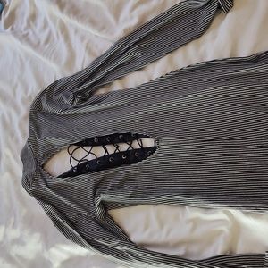 Long top with open back and front